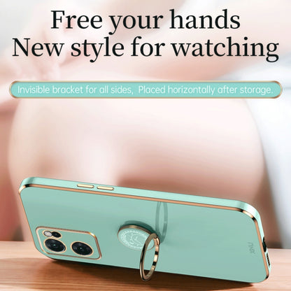 XINLI Straight Edge 6D Electroplate TPU Phone Case with Ring Holder, For OPPO Reno7 Global, For OPPO Reno8, For OPPO Reno8 Pro