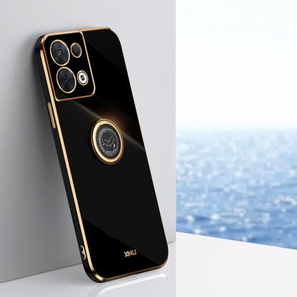 XINLI Straight Edge 6D Electroplate TPU Phone Case with Ring Holder, For OPPO Reno7 Global, For OPPO Reno8, For OPPO Reno8 Pro