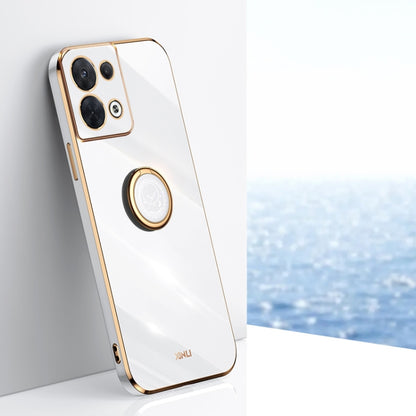 XINLI Straight Edge 6D Electroplate TPU Phone Case with Ring Holder, For OPPO Reno7 Global, For OPPO Reno8, For OPPO Reno8 Pro