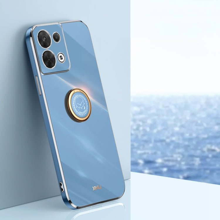 XINLI Straight Edge 6D Electroplate TPU Phone Case with Ring Holder, For OPPO Reno7 Global, For OPPO Reno8, For OPPO Reno8 Pro