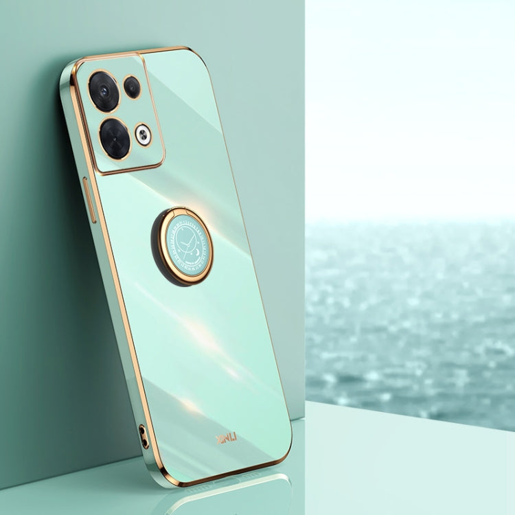 XINLI Straight Edge 6D Electroplate TPU Phone Case with Ring Holder, For OPPO Reno7 Global, For OPPO Reno8, For OPPO Reno8 Pro