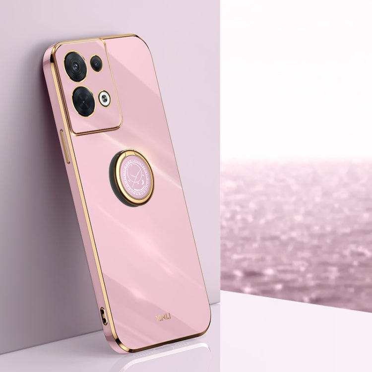 XINLI Straight Edge 6D Electroplate TPU Phone Case with Ring Holder, For OPPO Reno8 Pro+