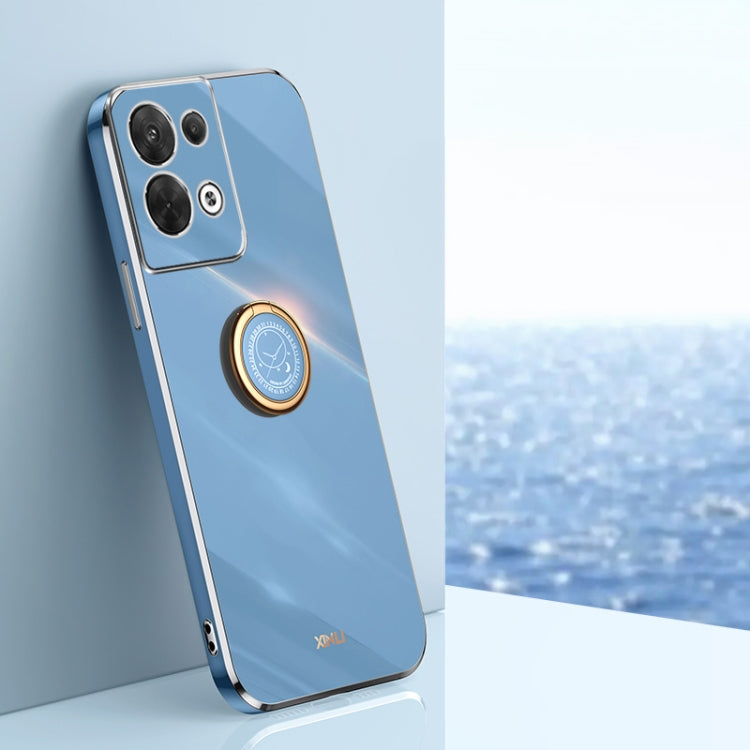XINLI Straight Edge 6D Electroplate TPU Phone Case with Ring Holder, For OPPO Reno8 Pro+