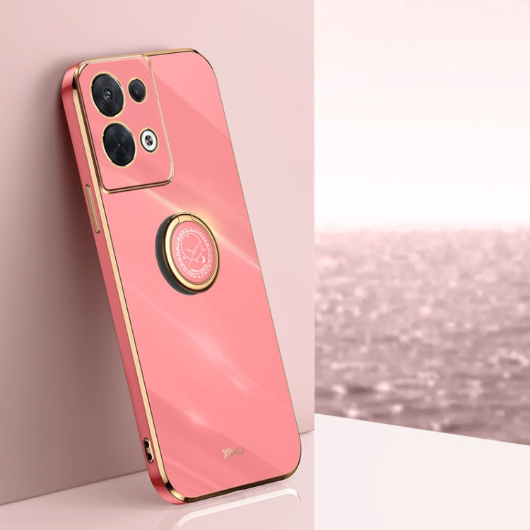 XINLI Straight Edge 6D Electroplate TPU Phone Case with Ring Holder, For OPPO Reno8 Pro+