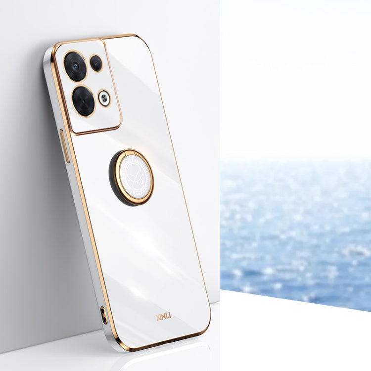 XINLI Straight Edge 6D Electroplate TPU Phone Case with Ring Holder, For OPPO Reno8 Pro+