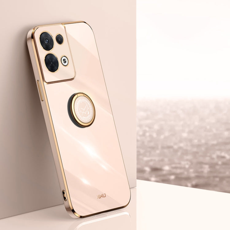 XINLI Straight Edge 6D Electroplate TPU Phone Case with Ring Holder, For OPPO Reno8 Pro+