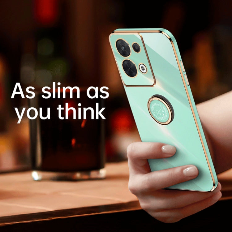 XINLI Straight Edge 6D Electroplate TPU Phone Case with Ring Holder, For OPPO Reno8 Pro+