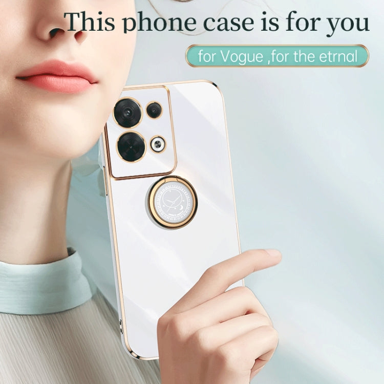 XINLI Straight Edge 6D Electroplate TPU Phone Case with Ring Holder, For OPPO Reno8 Pro+