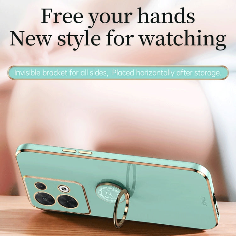 XINLI Straight Edge 6D Electroplate TPU Phone Case with Ring Holder, For OPPO Reno8 Pro+
