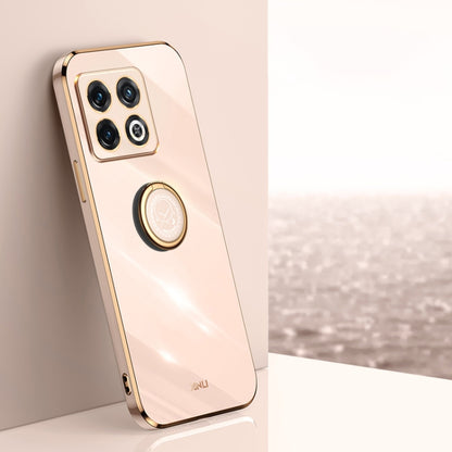 XINLI Straight Edge 6D Electroplate TPU Phone Case with Ring Holder, For OnePlus 10 Pro, For OnePlus Ace, For OnePlus Ace Racing