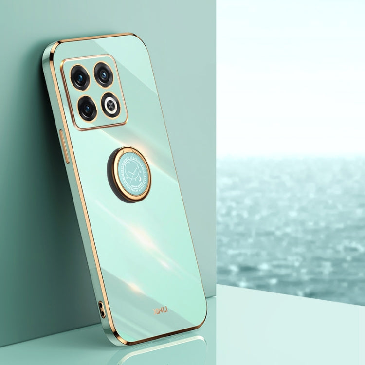 XINLI Straight Edge 6D Electroplate TPU Phone Case with Ring Holder, For OnePlus 10 Pro, For OnePlus Ace, For OnePlus Ace Racing