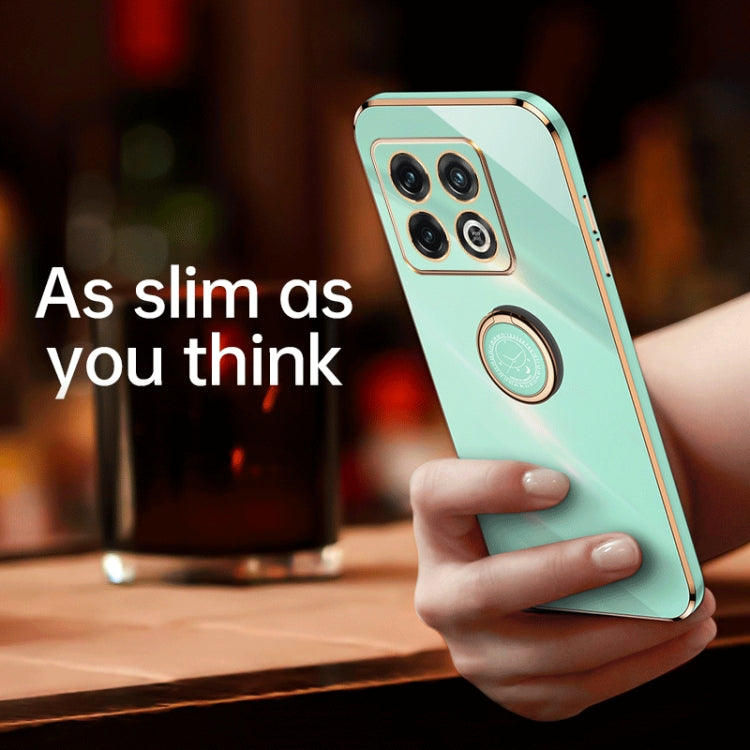 XINLI Straight Edge 6D Electroplate TPU Phone Case with Ring Holder, For OnePlus 10 Pro, For OnePlus Ace, For OnePlus Ace Racing