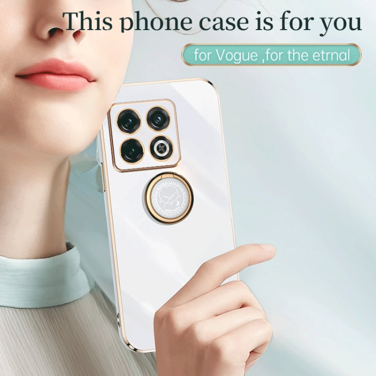 XINLI Straight Edge 6D Electroplate TPU Phone Case with Ring Holder, For OnePlus 10 Pro, For OnePlus Ace, For OnePlus Ace Racing