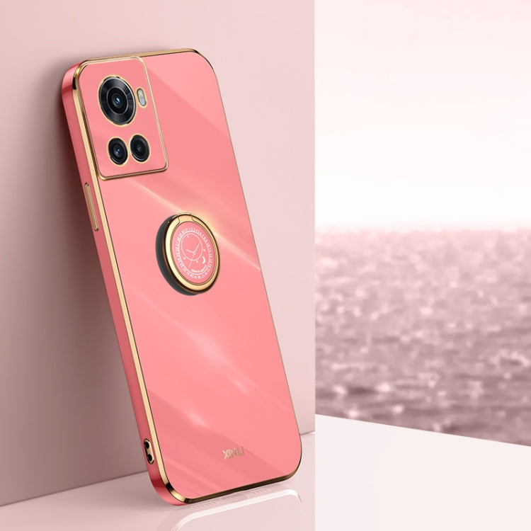 XINLI Straight Edge 6D Electroplate TPU Phone Case with Ring Holder, For OnePlus 10 Pro, For OnePlus Ace, For OnePlus Ace Racing