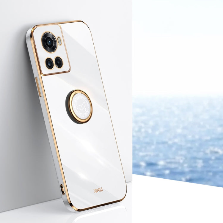 XINLI Straight Edge 6D Electroplate TPU Phone Case with Ring Holder, For OnePlus 10 Pro, For OnePlus Ace, For OnePlus Ace Racing
