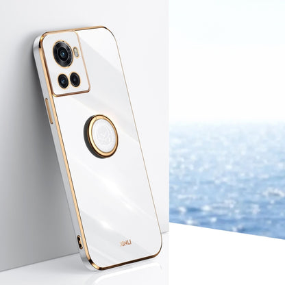 XINLI Straight Edge 6D Electroplate TPU Phone Case with Ring Holder, For OnePlus 10 Pro, For OnePlus Ace, For OnePlus Ace Racing