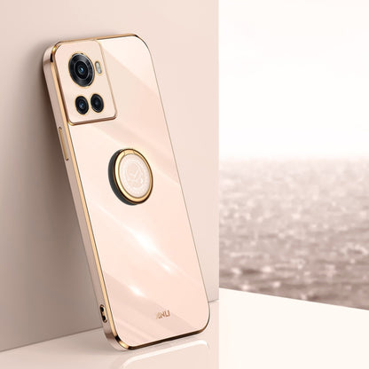 XINLI Straight Edge 6D Electroplate TPU Phone Case with Ring Holder, For OnePlus 10 Pro, For OnePlus Ace, For OnePlus Ace Racing