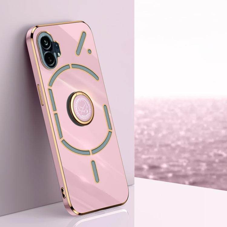 XINLI Straight Edge 6D Electroplate TPU Phone Case with Ring Holder, For OnePlus Ace Pro, For Nothing Phone 1