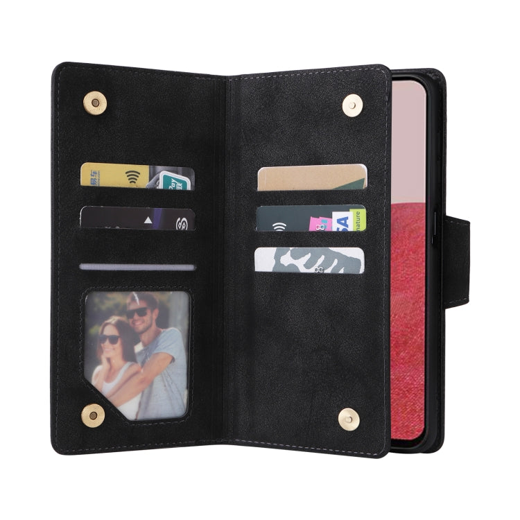 Rivet Buckle 9 Cards Three Fold Leather Phone Case, For Samsung Galaxy A22e 5G, For Samsung Galaxy A14 5G, For OnePlus N300