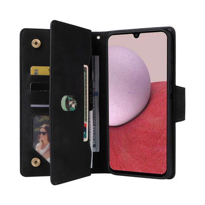 Rivet Buckle 9 Cards Three Fold Leather Phone Case, For Samsung Galaxy A22e 5G, For Samsung Galaxy A14 5G, For OnePlus N300