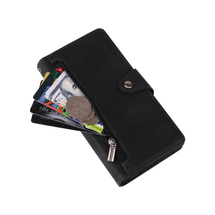 Rivet Buckle 9 Cards Three Fold Leather Phone Case, For Samsung Galaxy A22e 5G, For Samsung Galaxy A14 5G, For OnePlus N300