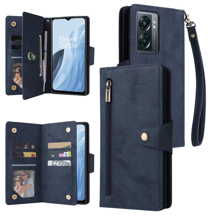 Rivet Buckle 9 Cards Three Fold Leather Phone Case, For Samsung Galaxy A22e 5G, For Samsung Galaxy A14 5G, For OnePlus N300