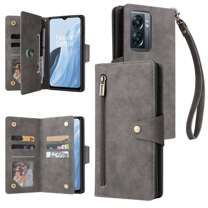 Rivet Buckle 9 Cards Three Fold Leather Phone Case, For Samsung Galaxy A22e 5G, For Samsung Galaxy A14 5G, For OnePlus N300