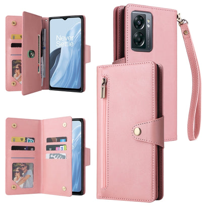 Rivet Buckle 9 Cards Three Fold Leather Phone Case, For Samsung Galaxy A22e 5G, For Samsung Galaxy A14 5G, For OnePlus N300