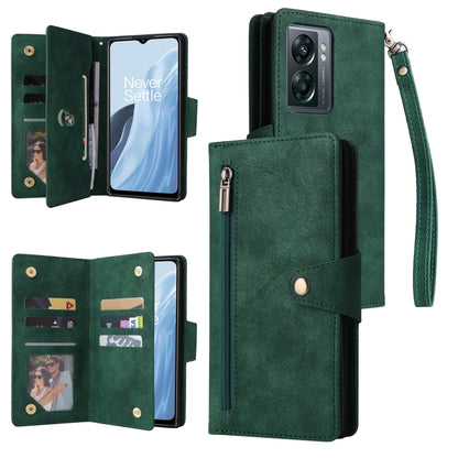 Rivet Buckle 9 Cards Three Fold Leather Phone Case, For Samsung Galaxy A22e 5G, For Samsung Galaxy A14 5G, For OnePlus N300