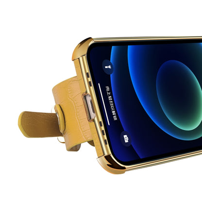 Electroplated TPU Crocodile Pattern Leather Case with Wrist Strap, For OPPO A17, For Realme C21Y, For Realme C33, For OPPO Reno8 Pro+