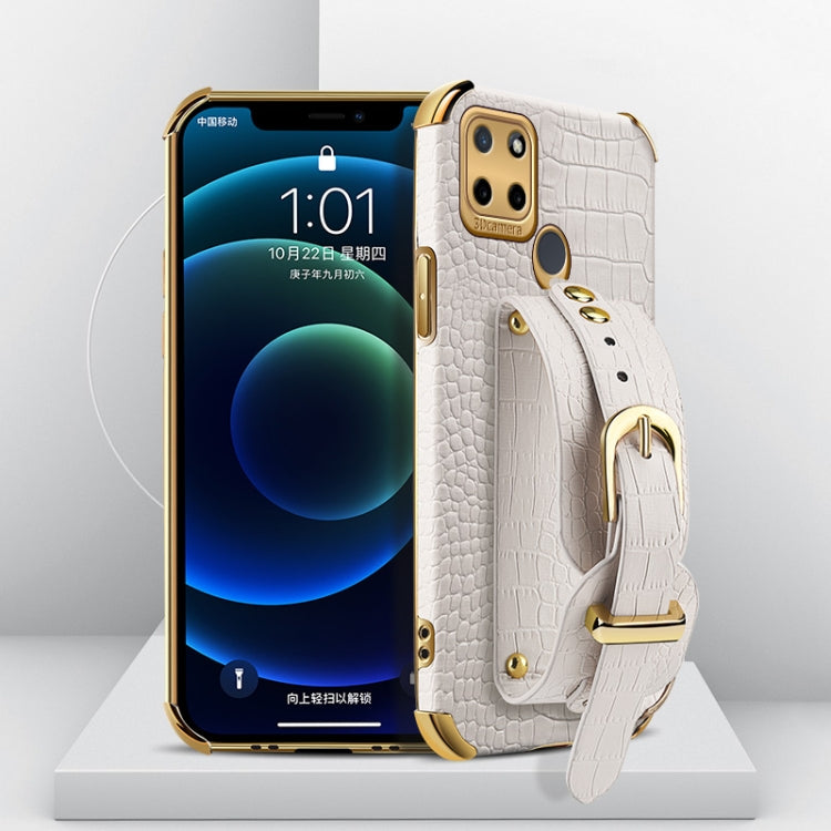 Electroplated TPU Crocodile Pattern Leather Case with Wrist Strap, For OPPO A17, For Realme C21Y, For Realme C33, For OPPO Reno8 Pro+