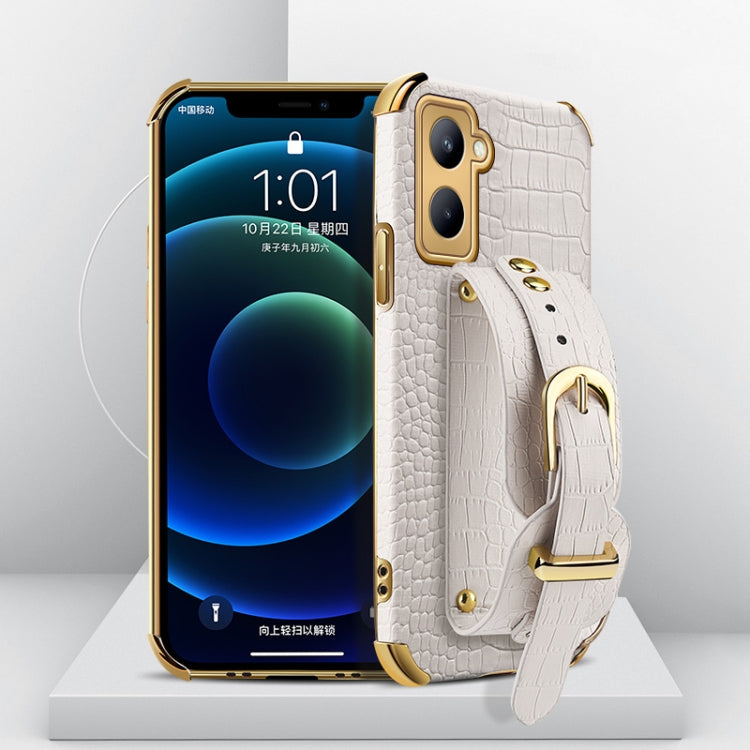 Electroplated TPU Crocodile Pattern Leather Case with Wrist Strap, For OPPO A17, For Realme C21Y, For Realme C33, For OPPO Reno8 Pro+