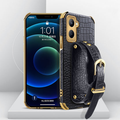 Electroplated TPU Crocodile Pattern Leather Case with Wrist Strap, For OPPO A17, For Realme C21Y, For Realme C33, For OPPO Reno8 Pro+