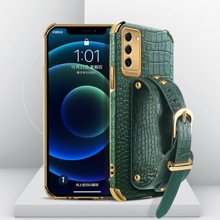 Electroplated TPU Crocodile Pattern Leather Case with Wrist Strap, For Xiaomi Redmi Note 12 China, For Xiaomi Redmi Note 12 Pro+ China, For Samsung Galaxy S23 5G, For Samsung Galaxy S23 Ultra 5G