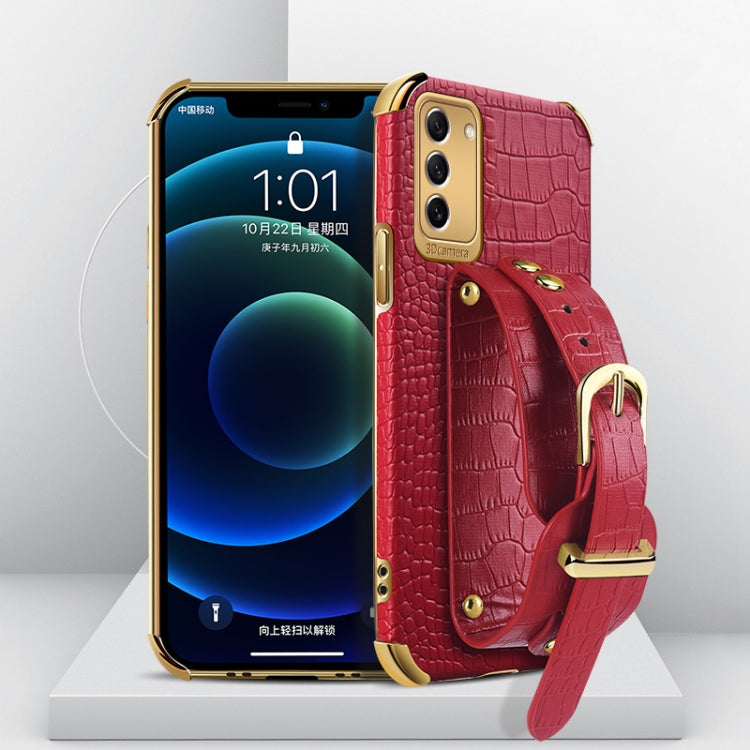 Electroplated TPU Crocodile Pattern Leather Case with Wrist Strap, For Xiaomi Redmi Note 12 China, For Xiaomi Redmi Note 12 Pro+ China, For Samsung Galaxy S23 5G, For Samsung Galaxy S23 Ultra 5G