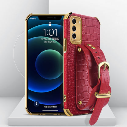 Electroplated TPU Crocodile Pattern Leather Case with Wrist Strap, For Xiaomi Redmi Note 12 China, For Xiaomi Redmi Note 12 Pro+ China, For Samsung Galaxy S23 5G, For Samsung Galaxy S23 Ultra 5G
