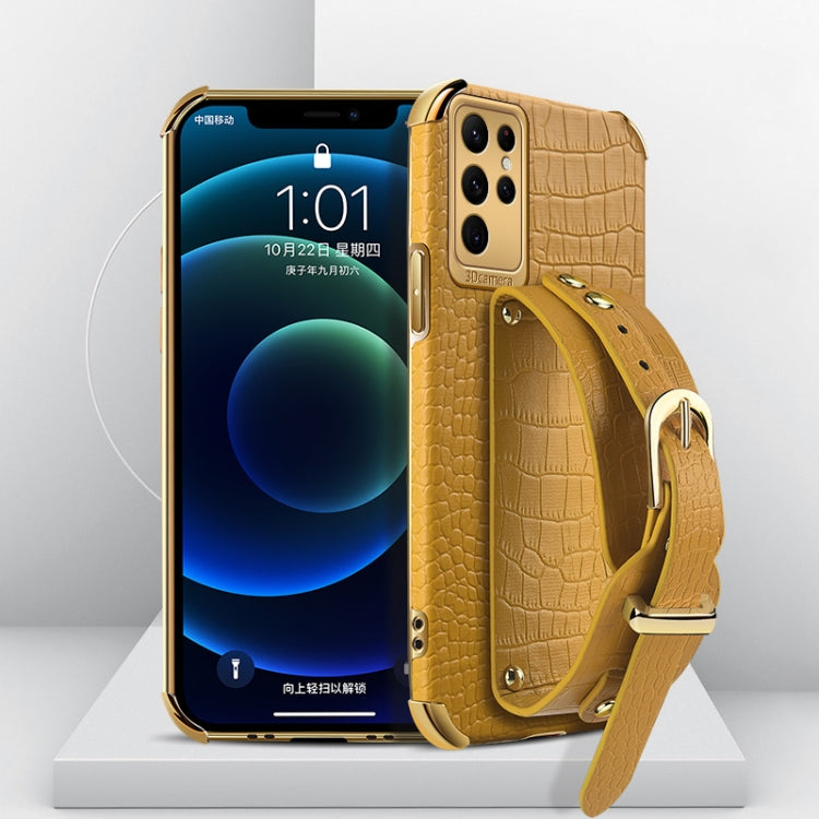 Electroplated TPU Crocodile Pattern Leather Case with Wrist Strap, For Xiaomi Redmi Note 12 China, For Xiaomi Redmi Note 12 Pro+ China, For Samsung Galaxy S23 5G, For Samsung Galaxy S23 Ultra 5G