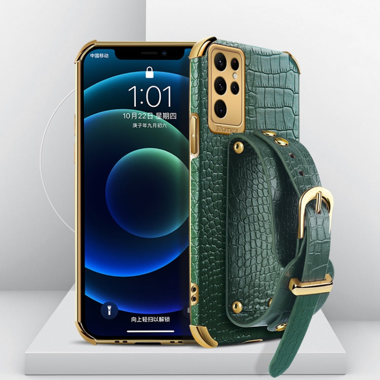 Electroplated TPU Crocodile Pattern Leather Case with Wrist Strap, For Xiaomi Redmi Note 12 China, For Xiaomi Redmi Note 12 Pro+ China, For Samsung Galaxy S23 5G, For Samsung Galaxy S23 Ultra 5G