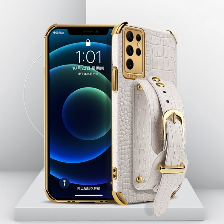 Electroplated TPU Crocodile Pattern Leather Case with Wrist Strap, For Xiaomi Redmi Note 12 China, For Xiaomi Redmi Note 12 Pro+ China, For Samsung Galaxy S23 5G, For Samsung Galaxy S23 Ultra 5G