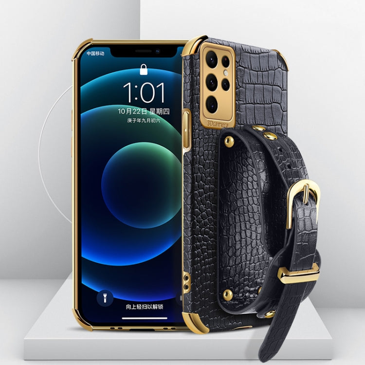 Electroplated TPU Crocodile Pattern Leather Case with Wrist Strap, For Xiaomi Redmi Note 12 China, For Xiaomi Redmi Note 12 Pro+ China, For Samsung Galaxy S23 5G, For Samsung Galaxy S23 Ultra 5G