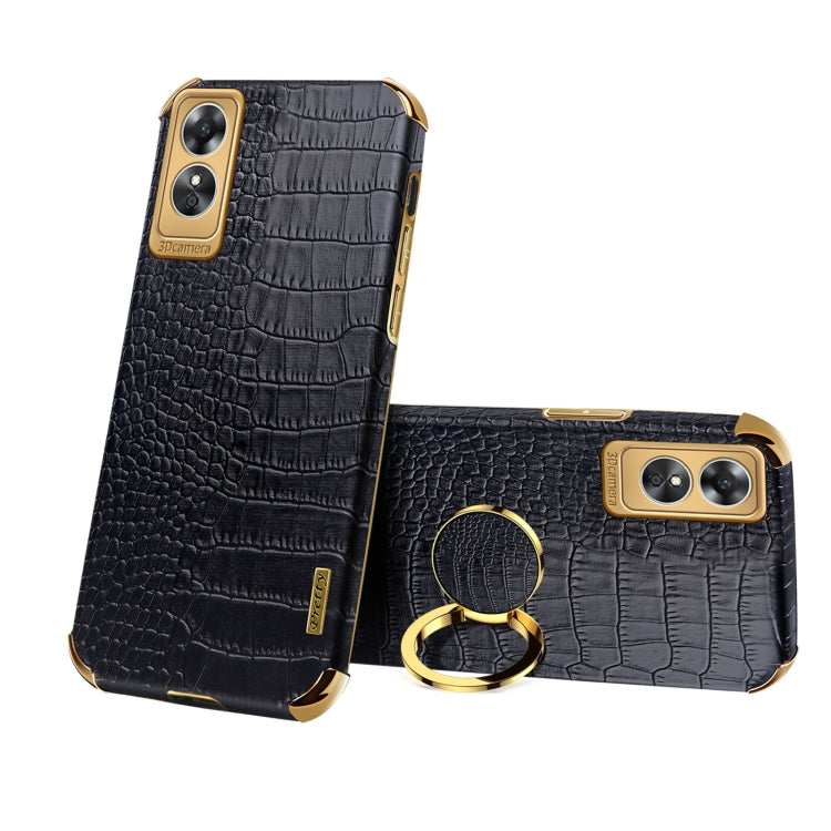 6D Electroplating Crocodile Texture Phone Case With Holder, For OPPO A17, For Realme C21Y, For Realme C33, For OPPO Reno8 Pro+