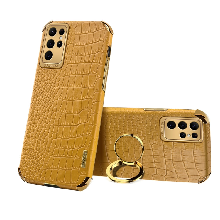 6D Electroplating Crocodile Texture Phone Case With Holder, For Xiaomi Redmi Note 12 China, For Xiaomi Redmi Note 12 Pro+ China, For Samsung Galaxy S23 5G, For Samsung Galaxy S23 Ultra 5G