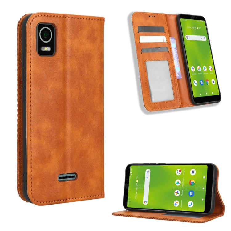 Magnetic Buckle Retro Texture Leather Phone Case, For Cricket Debut Smart, For Cricket Icon 4, For Cricket Innovate E 5G, For OPPO A1 Pro, For Realme 10 4G, For Realme 10 Pro