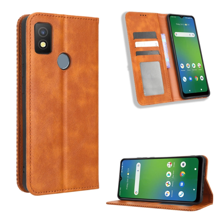 Magnetic Buckle Retro Texture Leather Phone Case, For Cricket Debut Smart, For Cricket Icon 4, For Cricket Innovate E 5G, For OPPO A1 Pro, For Realme 10 4G, For Realme 10 Pro