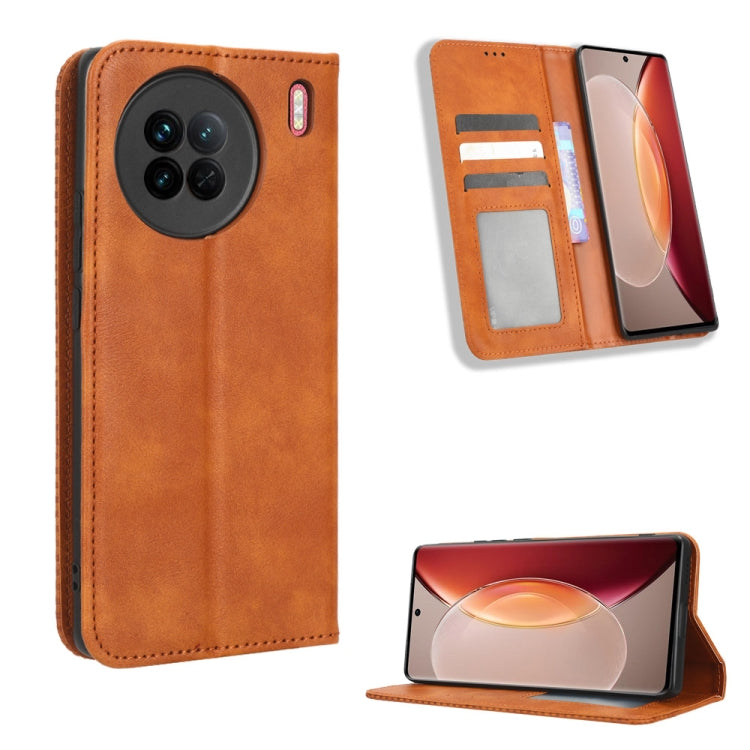 Magnetic Buckle Retro Texture Leather Phone Case, For TCL ION Z, For Tecno Pop 6 BE7, For vivo X90 5G, For vivo X90 Pro+, For Tecno Pova 4, For Infinix Hot 20 4G X682B