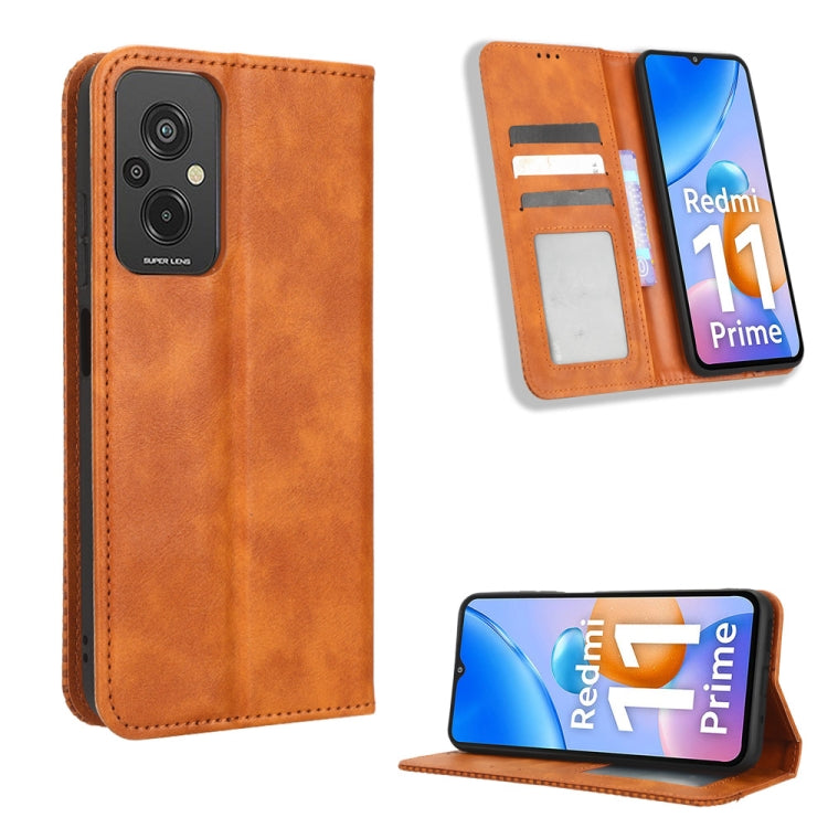 Magnetic Buckle Retro Texture Leather Phone Case, For Tecno Pop 6 Pro BE8, For Infinix Hot 20i, For Infinix Note 12 Pro 4G X676B, For Tecno Pova Neo 2, For Xiaomi Redmi 11 Prime 4G, For Xiaomi Redmi A1+
