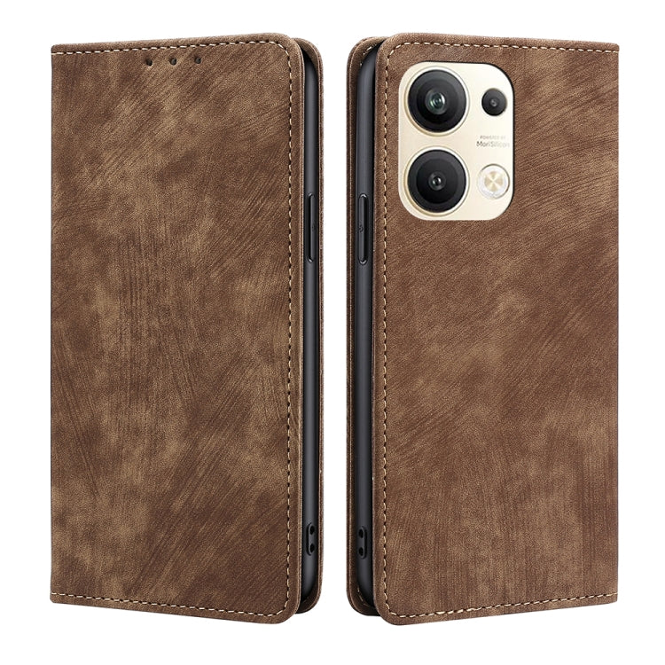 RFID Anti-theft Brush Magnetic Leather Phone Case, For OPPO Reno9 5G / Reno9 Pro 5G, For OPPO Reno9 Pro+ 5G, For Realme 10 Pro 5G, For Realme 10 Pro+ 5G