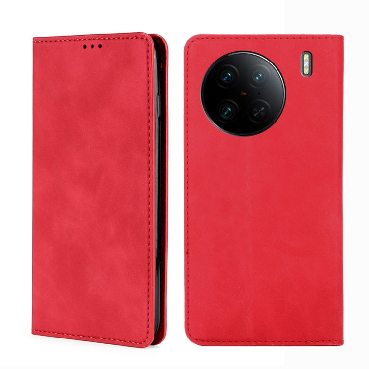 Skin Feel Magnetic Horizontal Flip Leather Phone Case, For vivo X90 Pro 5G
