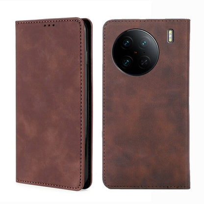 Skin Feel Magnetic Horizontal Flip Leather Phone Case, For vivo X90 Pro 5G