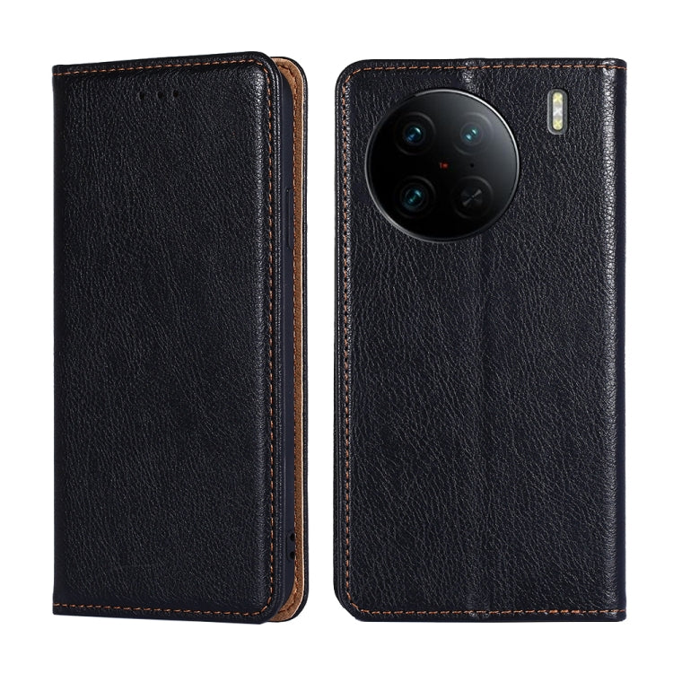 Gloss Oil Solid Color Magnetic Leather Phone Case, For vivo X90 Pro 5G